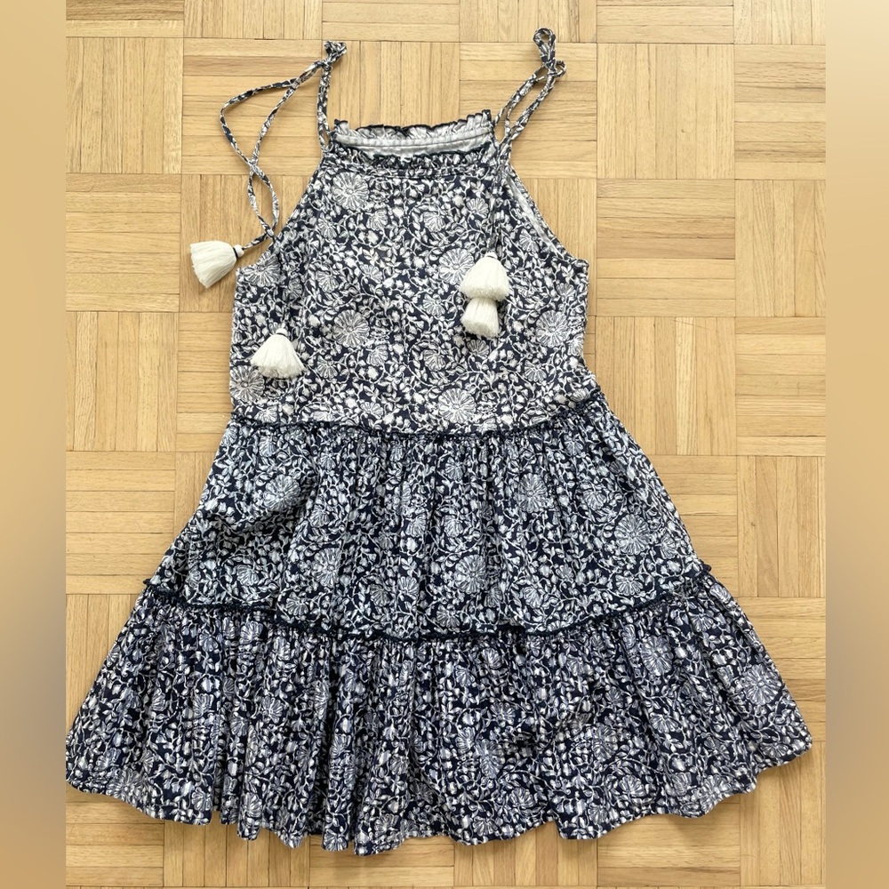 Vineyard Vines Navy and White Floral Tiered Sundress/Cover-up, XXS
